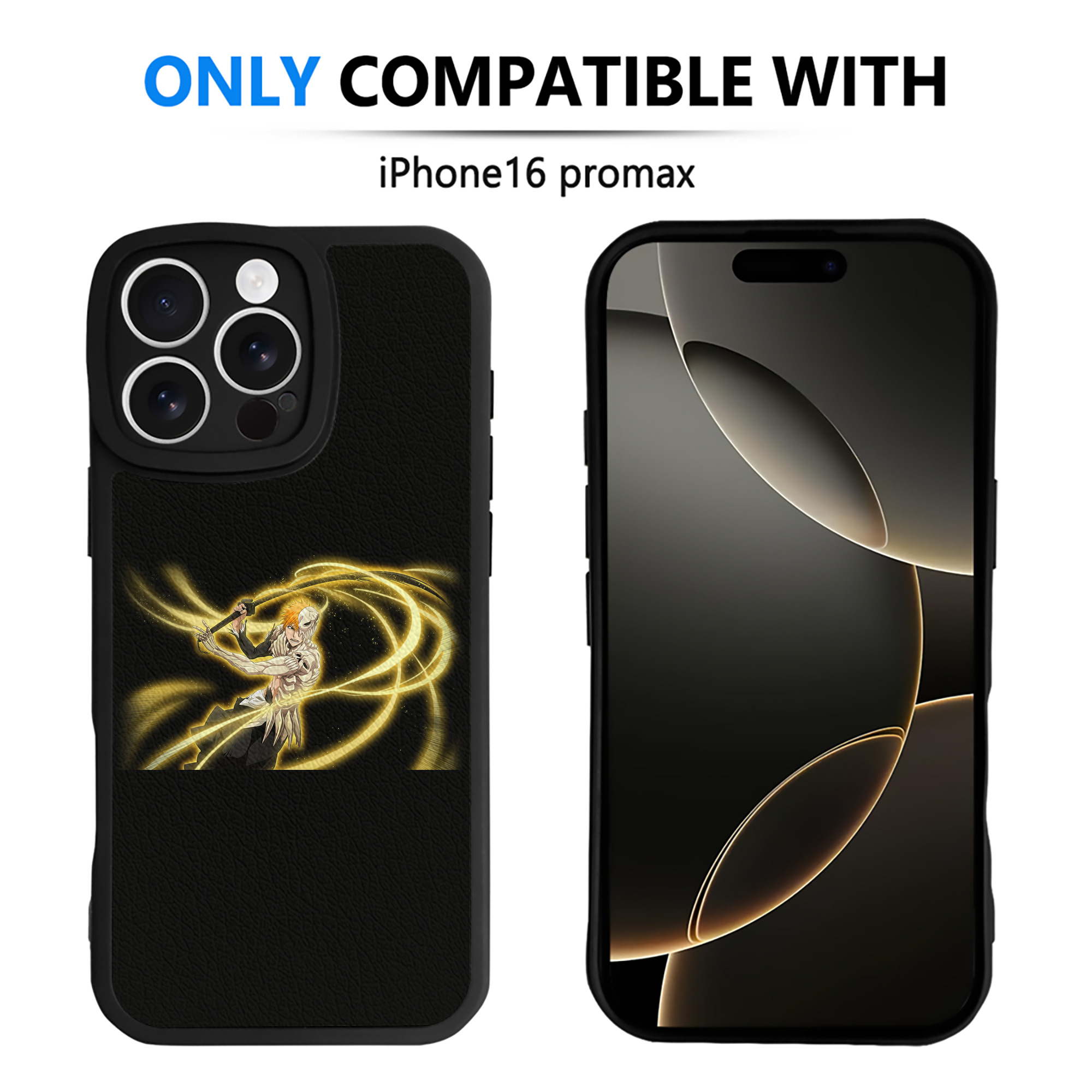 ブリーチ 黒崎一護（くろさき いちご）BLEACH Kurosaki Ichigo 【iPhone 16シリーズ対応】シリコンスマホケース（レザー調） 材質：シリコン